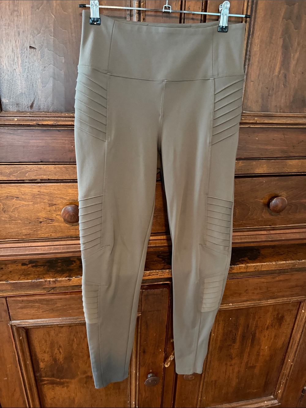 Athleta Delancy moto Ribbed-Panel High-Waist Leggings